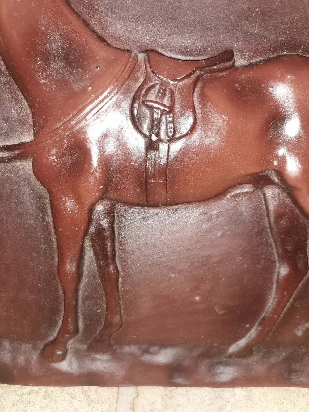 Vintage Embossed Wall Plaque Horse Brown Tone 10